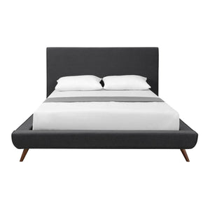 HomeRoots Charcoal Linen Upholstered Queen Bed Frame - Modern Mid-Century Design for Ultimate Comfort & Style 544839