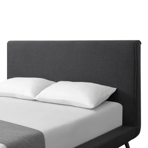 HomeRoots Charcoal Linen Upholstered Queen Bed Frame - Modern Mid-Century Design for Ultimate Comfort & Style 544839