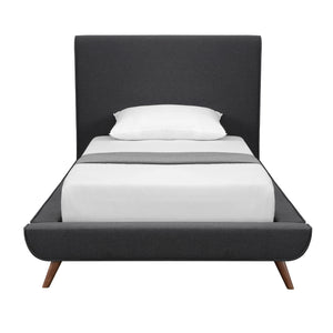 Homeroots Charcoal Solid Wood Twin Upholstered Linen Bed Charcoal Linen 544840