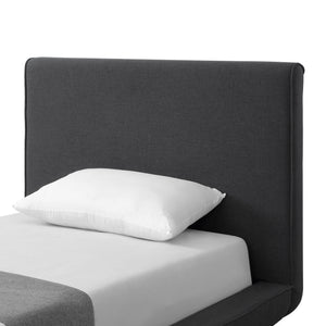 Homeroots Charcoal Solid Wood Twin Upholstered Linen Bed Charcoal Linen 544840