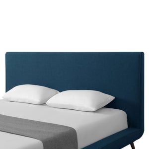 Homeroots Denim Blue Solid Wood King Upholstered Linen Bed Denim Linen 544841