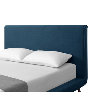 Homeroots Denim Blue Solid Wood Queen Upholstered Linen Bed Denim Linen 544842