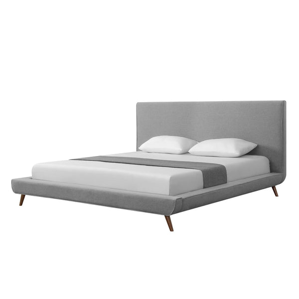 HomeRoots Gray Linen Upholstered King Bed Frame - Modern Platform Design for Stylish Comfort & Durability 544844