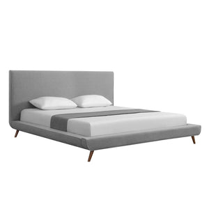 HomeRoots Gray Linen Upholstered King Bed Frame - Modern Platform Design for Stylish Comfort & Durability 544844