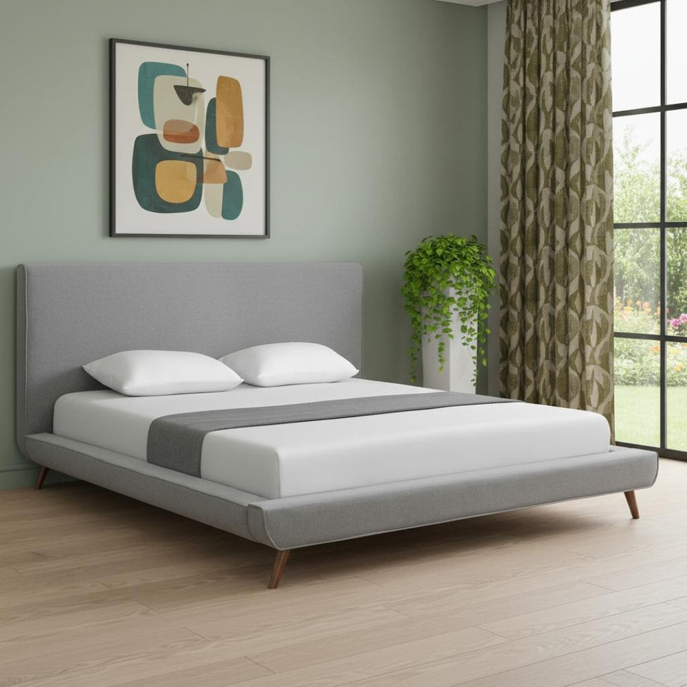 HomeRoots Gray Linen Upholstered King Bed Frame - Modern Platform Design for Stylish Comfort & Durability 544844