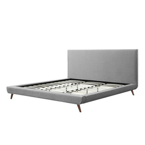 HomeRoots Gray Linen Upholstered King Bed Frame - Modern Platform Design for Stylish Comfort & Durability 544844