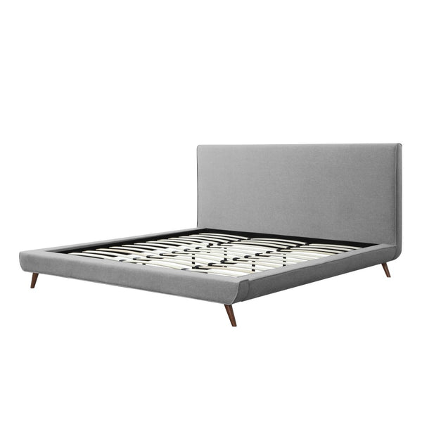HomeRoots Gray Linen Upholstered King Bed Frame - Modern Platform Design for Stylish Comfort & Durability 544844