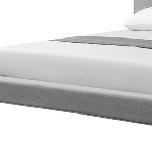 HomeRoots Gray Linen Upholstered Queen Bed Frame - Mid-Century Modern Design, Soft Comfort, No Box Spring Needed 544845