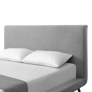 HomeRoots Gray Linen Upholstered Queen Bed Frame - Mid-Century Modern Design, Soft Comfort, No Box Spring Needed 544845