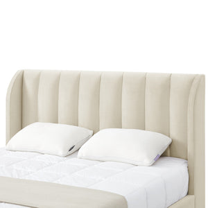 HomeRoots Beige Elegant King Tufted Velvet Bed Frame with Solid Wood Support for a Luxurious Bedroom Upgrade Beige 544848