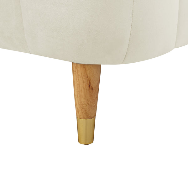 Homeroots Beige Solid Wood Queen Tufted Upholstered Velvet Bed Frame Beige Velvet 544848