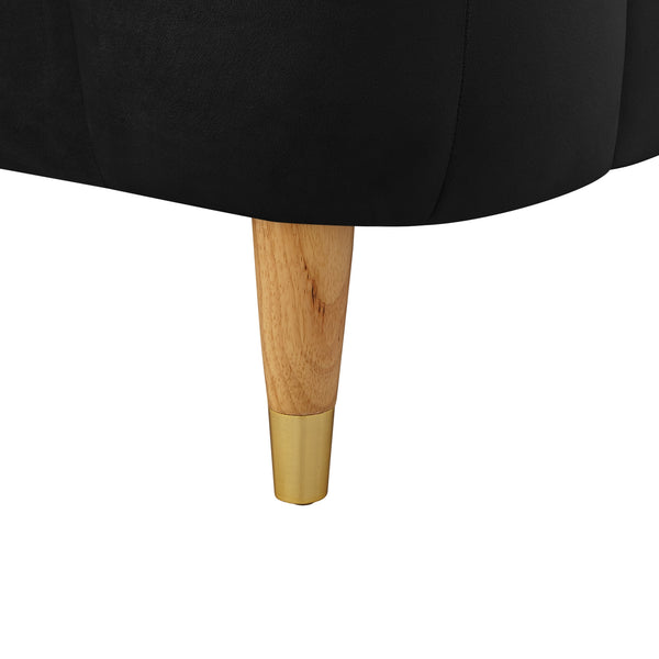 Homeroots Black Solid Wood King Tufted Upholstered Velvet Bed Black Velvet 544849