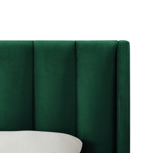 HomeRoots Beige Elegant King Tufted Velvet Bed Frame with Solid Wood Support for a Luxurious Bedroom Upgrade Hunter Green 544853
