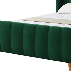 Homeroots Hunter Green Solid Wood Queen Tufted Upholstered Velvet Bed Frame Hunter Green Velvet 544854