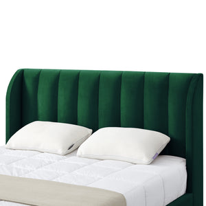 Homeroots Hunter Green Solid Wood Queen Tufted Upholstered Velvet Bed Frame Hunter Green Velvet 544854