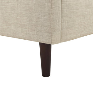 HomeRoots Beige Linen Upholstered Twin Bed Frame - Nailhead Trim, Rustic Charm & Durable Comfort for Any Room 544857