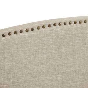 HomeRoots Beige Linen Upholstered King Bed Frame with Nailhead Trim – Elegant Comfort for Rustic & Modern Styles 544858