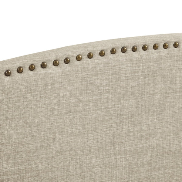 HomeRoots Beige Linen Upholstered King Bed Frame with Nailhead Trim – Elegant Comfort for Rustic & Modern Styles 544858