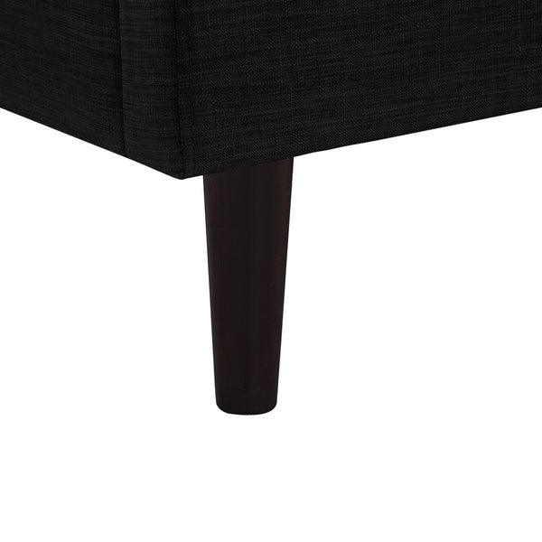 HomeRoots Charcoal King Bed Frame - Upholstered Linen with Nailhead Trim, Rustic Charm & Durable Support 544861