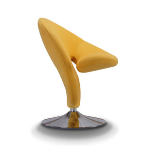 English Elm Curl Wool Blend Swivel Lounge Chair in Yellow — Modern Curl Design, 360° Swivel, Chrome Base, Plush Foam Upholstery B365P398008