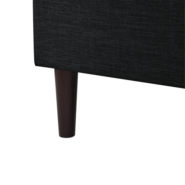 HomeRoots Charcoal Linen Queen Bed Frame with Nailhead Trim – Durable Eucalyptus Wood & Plush Comfort Design 544862