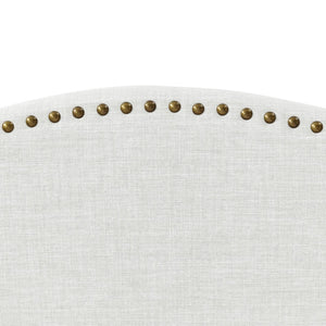 HomeRoots Cream Linen Upholstered Twin Bed Frame - Elegant Nailhead Trim, Cozy Design for Any Décor Style 544863