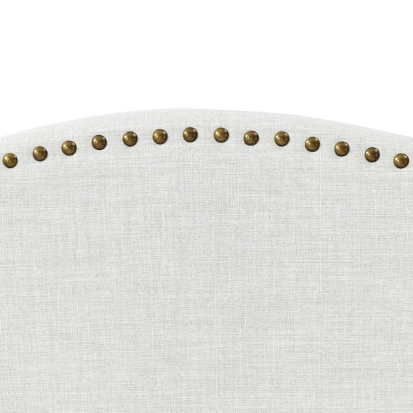 HomeRoots Cream Linen Upholstered Twin Bed Frame - Elegant Nailhead Trim, Cozy Design for Any Décor Style 544863