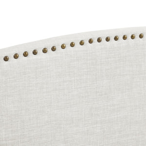 HomeRoots Cream Linen Upholstered King Bed Frame with Elegant Nailhead Trim - Stylish & Durable Design 544864