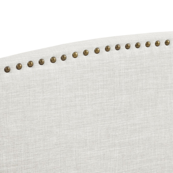 HomeRoots Cream Linen Upholstered King Bed Frame with Elegant Nailhead Trim - Stylish & Durable Design 544864