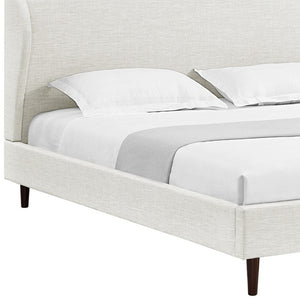 HomeRoots Cream Linen Upholstered King Bed Frame with Elegant Nailhead Trim - Stylish & Durable Design 544864
