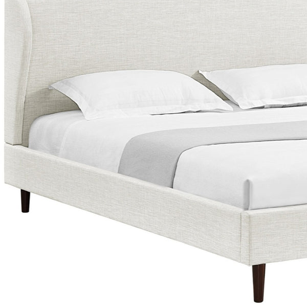 HomeRoots Cream Linen Upholstered King Bed Frame with Elegant Nailhead Trim - Stylish & Durable Design 544864