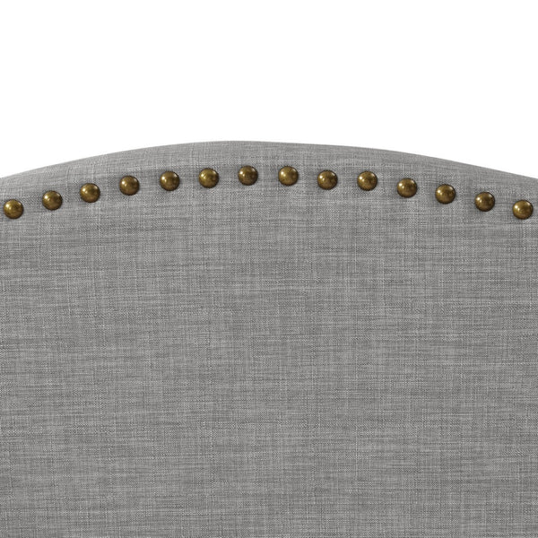 HomeRoots Gray Linen Upholstered Twin Bed Frame with Nailhead Trim - Stylish Comfort for Cozy Bedrooms 544866