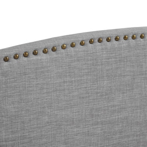 HomeRoots Gray Linen Upholstered King Bed Frame with Nailhead Trim - Cozy Rustic Design for Serene Sleep 544867