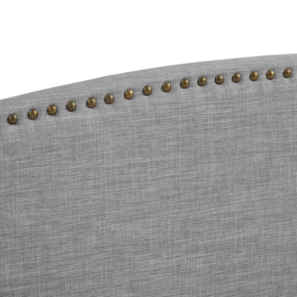 HomeRoots Gray Linen Upholstered King Bed Frame with Nailhead Trim - Cozy Rustic Design for Serene Sleep 544867