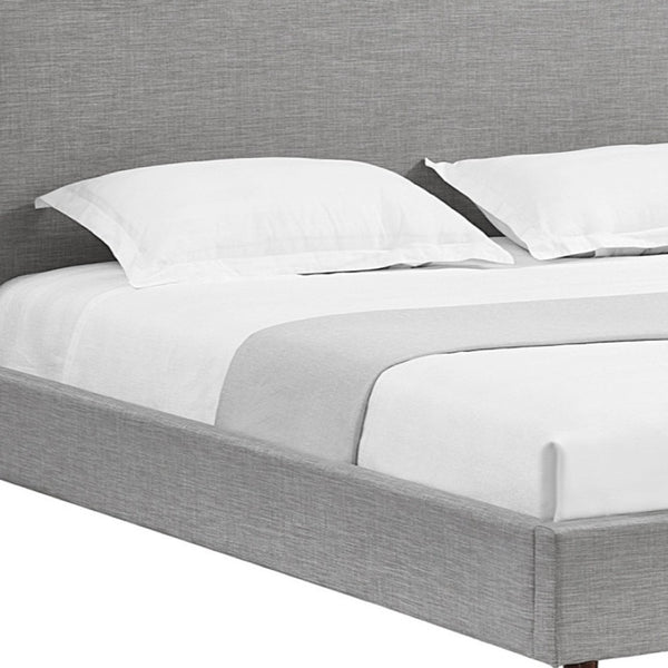 HomeRoots Gray Linen Upholstered King Bed Frame with Nailhead Trim - Cozy Rustic Design for Serene Sleep 544867