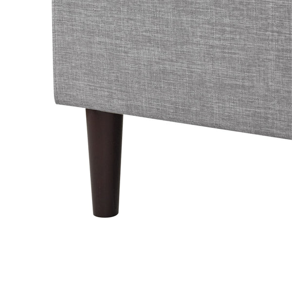 HomeRoots Gray Linen Upholstered Queen Bed Frame with Nailhead Trim - Stylish Rustic Platform Design & Comfort 544868