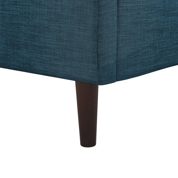 HomeRoots Navy Linen Upholstered Twin Bed Frame with Elegant Nailhead Trim & Durable Eucalyptus Support 544869