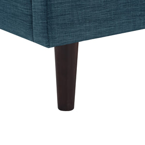 HomeRoots Navy Blue Linen Upholstered King Bed Frame with Nailhead Trim for Rustic Elegance & Comfort 544870