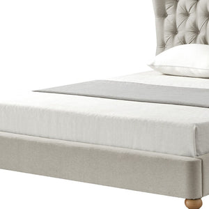 HomeRoots Beige Tufted Linen Upholstered Twin Bed Frame - Elegant, Durable Design for Cozy Comfort in Any Room 544874