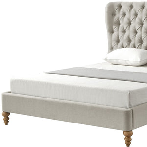 HomeRoots Beige Tufted Linen Upholstered Twin Bed Frame - Elegant, Durable Design for Cozy Comfort in Any Room 544874