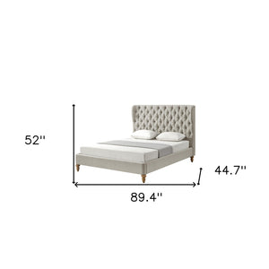 HomeRoots Beige Tufted Linen Upholstered Twin Bed Frame - Elegant, Durable Design for Cozy Comfort in Any Room 544874