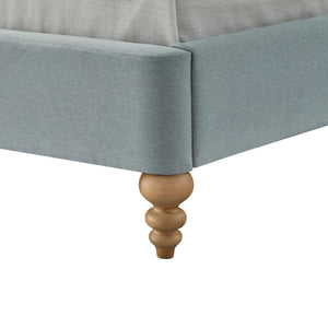 HomeRoots Blue Tufted Linen Queen Bed Frame - Elegant Upholstered Design, Sturdy Support & Cozy Comfort 544876