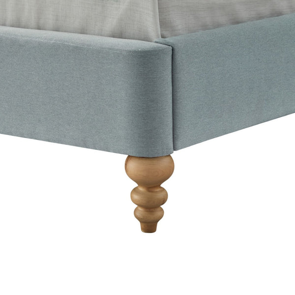 HomeRoots Blue Tufted Linen Queen Bed Frame - Elegant Upholstered Design, Sturdy Support & Cozy Comfort 544876