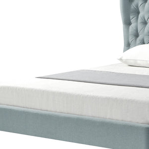 HomeRoots Blue Tufted Linen Queen Bed Frame - Elegant Upholstered Design, Sturdy Support & Cozy Comfort 544876