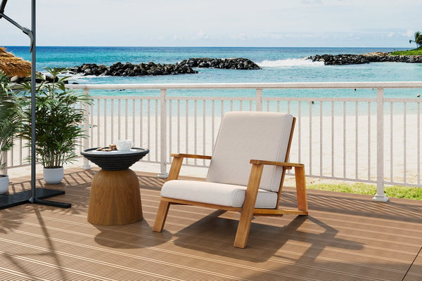 English Elm Christopher Knight Home® - Patio Lounge Chair - Weather-Resistant Beige Cushion & Teak Acacia Wood Frame For Outdoor Elegance N779P291591T