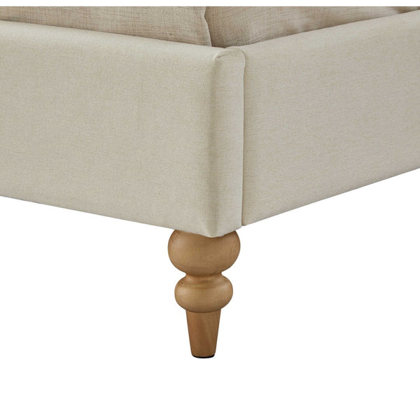 HomeRoots Beige Tufted Linen Upholstered Twin Bed Frame with Nailhead Trim - Stylish Comfort & Durability! 544882