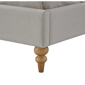 HomeRoots Gray Tufted Linen Upholstered Queen Bed Frame – Stylish Nailhead Trim & Solid Wood Support for Comfort 544886