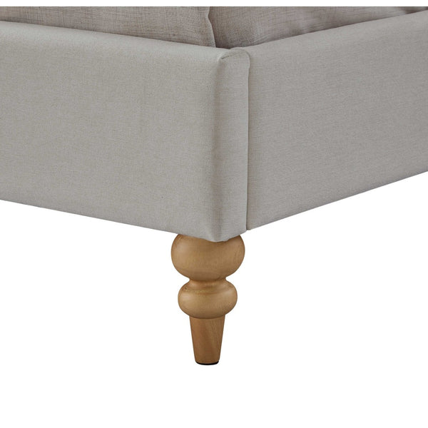 HomeRoots Gray Tufted Linen Upholstered Queen Bed Frame – Stylish Nailhead Trim & Solid Wood Support for Comfort 544886