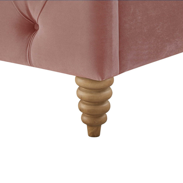 HomeRoots Blush Tufted Velvet King Bed Frame - Elegant Upholstered Design for Cozy, Stylish Bedrooms! 544888