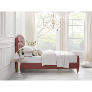 HomeRoots Blush Tufted Velvet Queen Bed Frame - Elegant Upholstered Design for Cozy, Stylish Bedrooms 544889